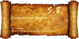 Ivanovits Bodor névjegykártya
